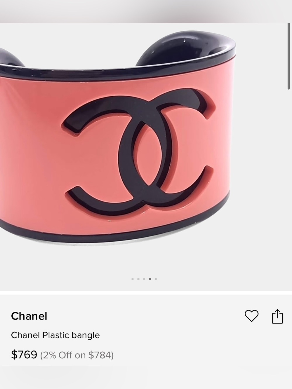 CHANEL Blue Resin Cuff with Black Interlocking CC - Picture 3 of 4